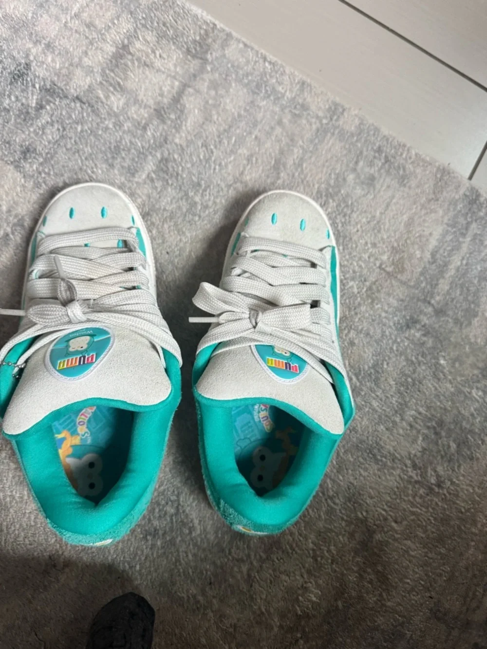 Puma Kids Teal and Light Gray Suede Sneakers - Picture 5 of 7